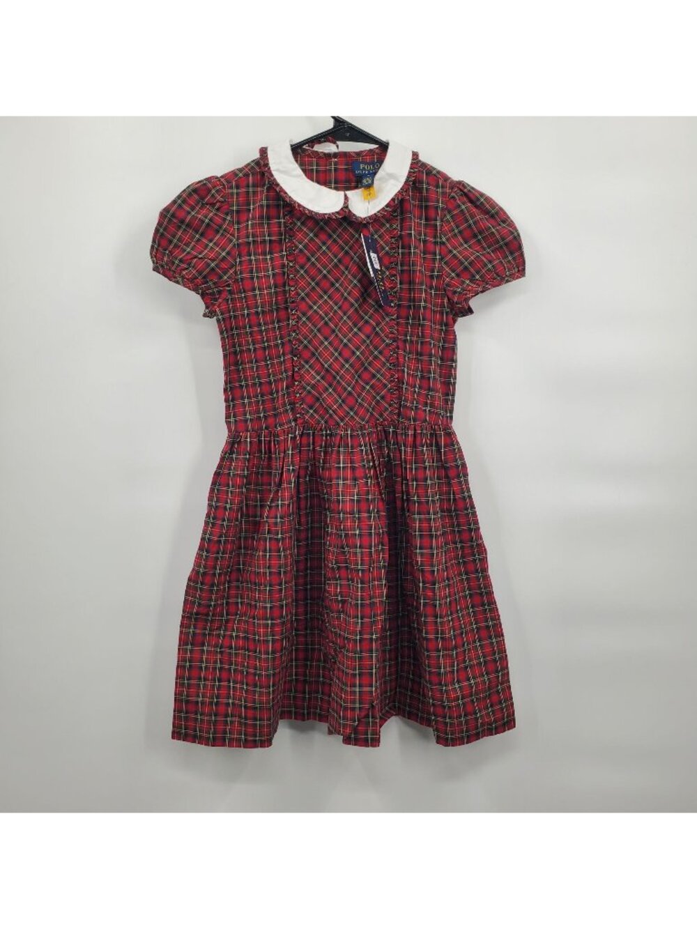 Polo Ralph Lauren Plaid Collared Puff Sleeve Dress Girls Size 10 NWT Christmas